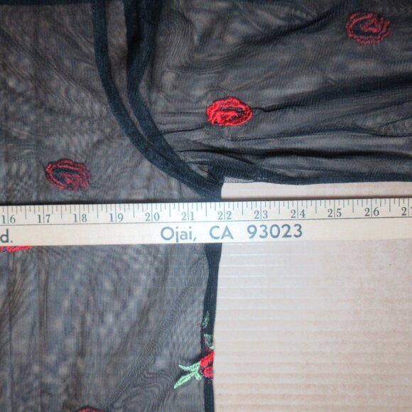 ASOS Design Sheer Embroidered Rose Button-Up | Size L - Picture 8 of 13